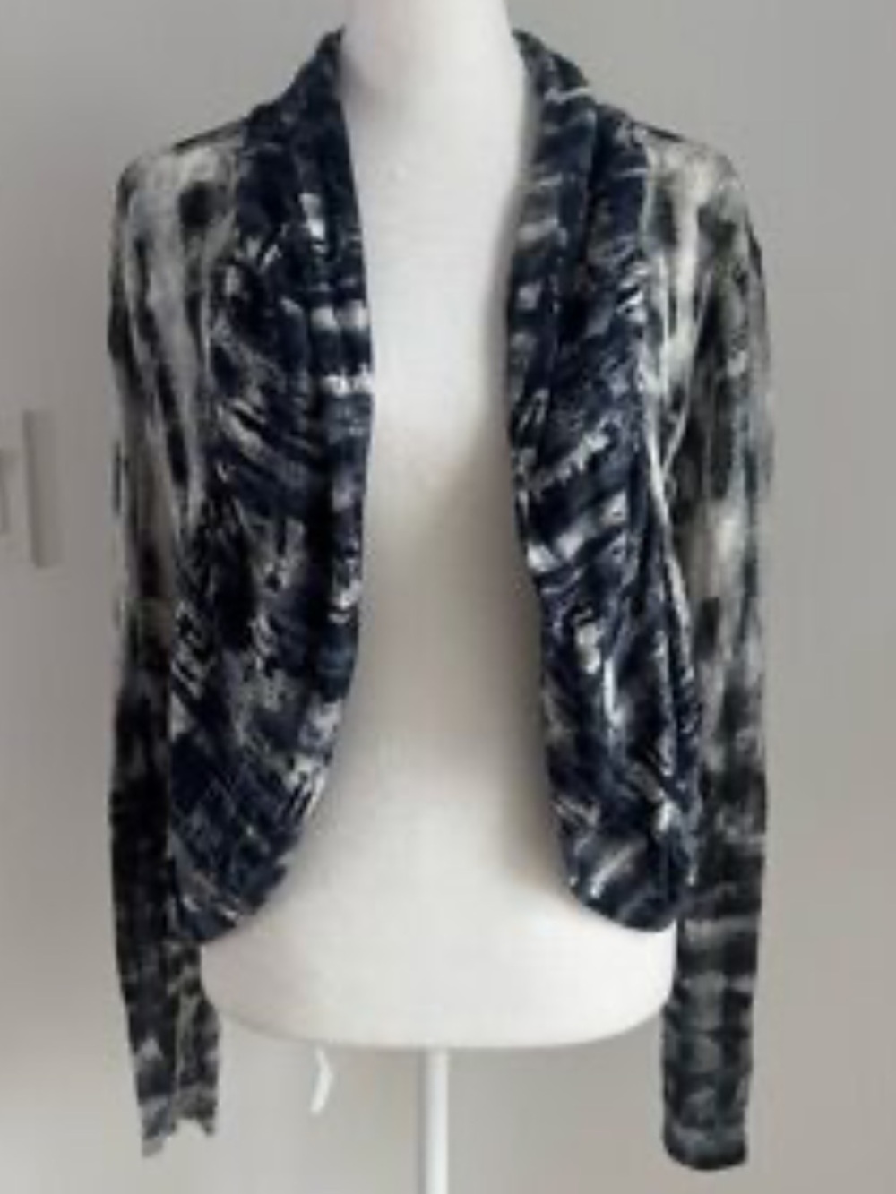 NIC + ZOE Abstract Black & White Open Front Cardigan - Lightweight | Small